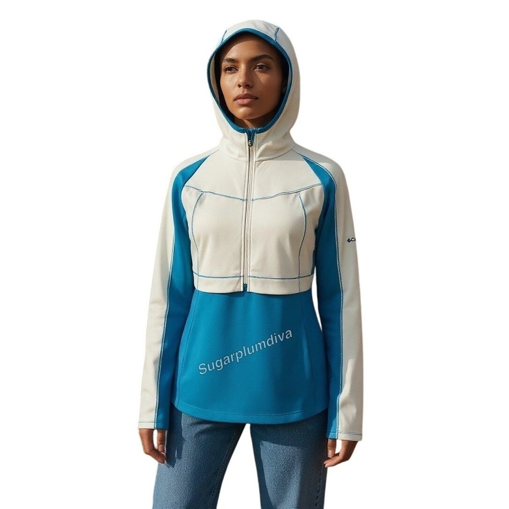 Columbia Titanium Reflective Running Hooded Jacket MEDIUM Blue Gorpcore Casual
